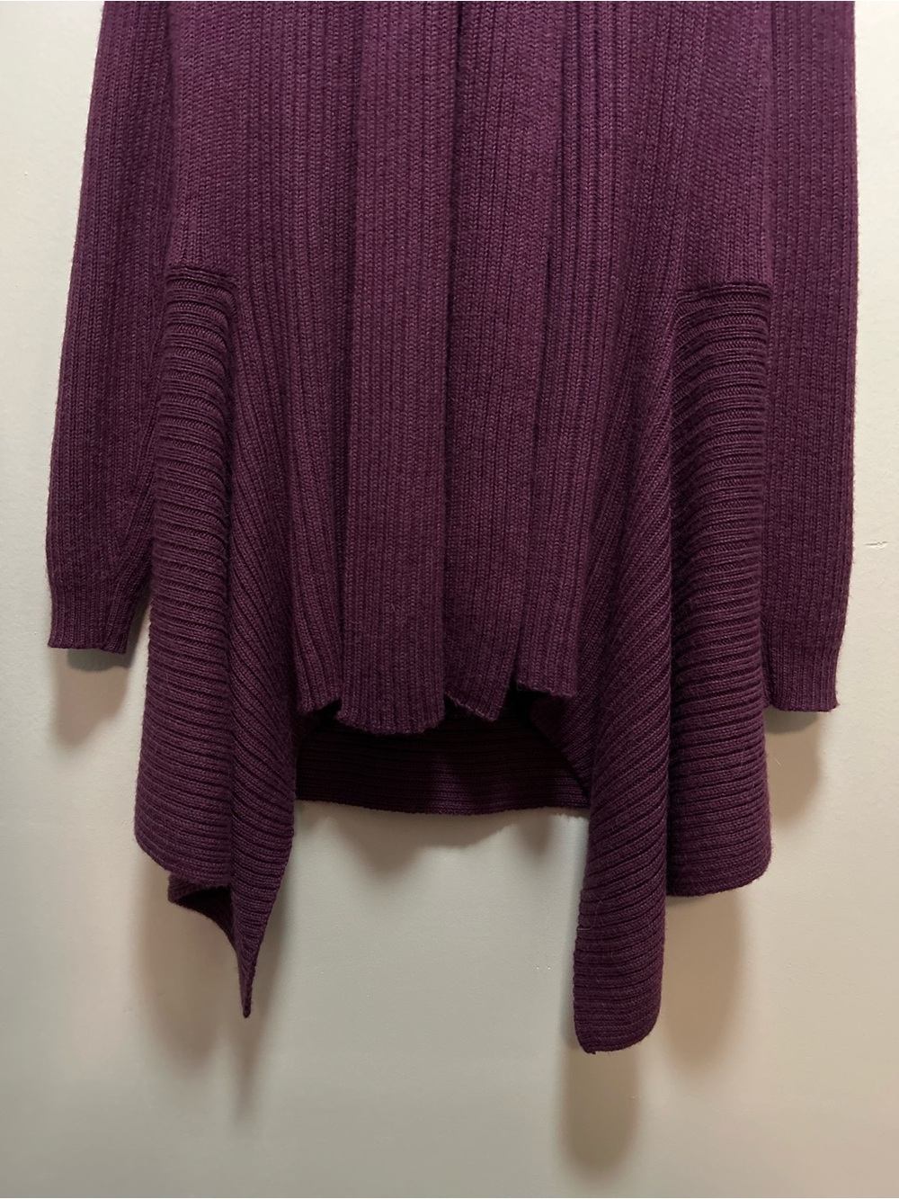 Baby Alpaca Purple Asymmetrical Waterfall Cardigan Medium Peruvian Knit Shawl - Picture 4 of 7